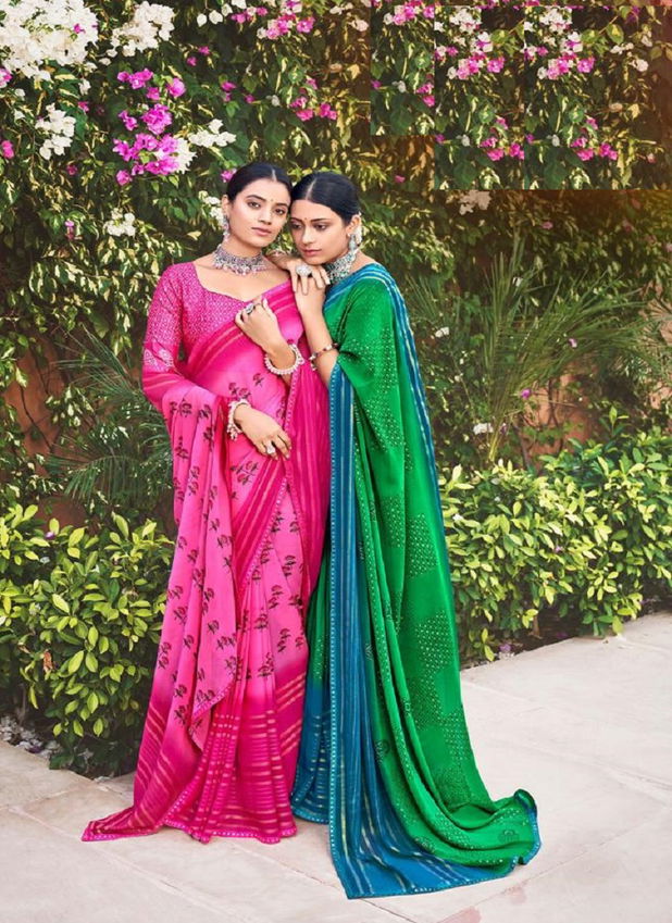 Kashvi Riwaz Regular Wear Printed Wholesale Georgette Sarees Catalog